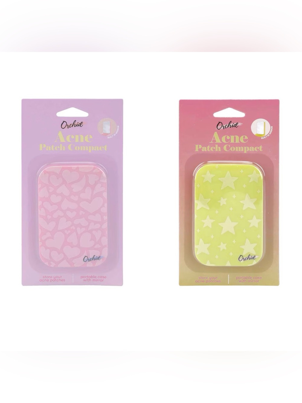 Acne Patch Compact Case with Mirror - Pink & Yellow